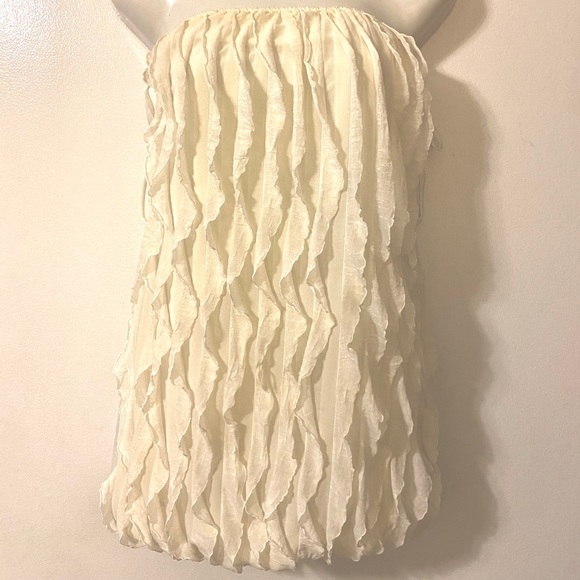 Cream Ruffled Strapless Top - Picture 3 of 4
